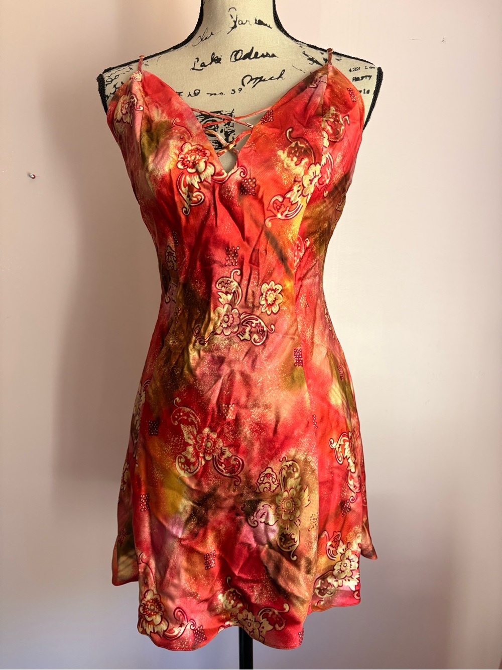Victoria's Secret Red Floral-Print Mini Slip Dress